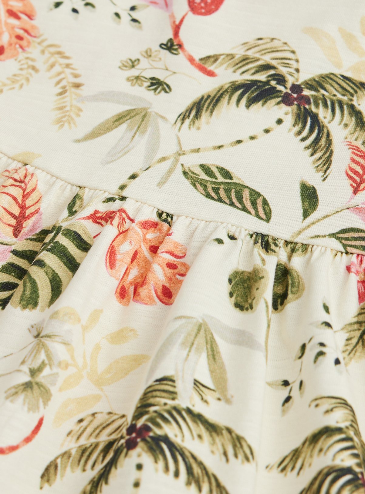 Cream Floral Print Short Sleeve Dress Up to 3 mths - Image 2 thumbnail